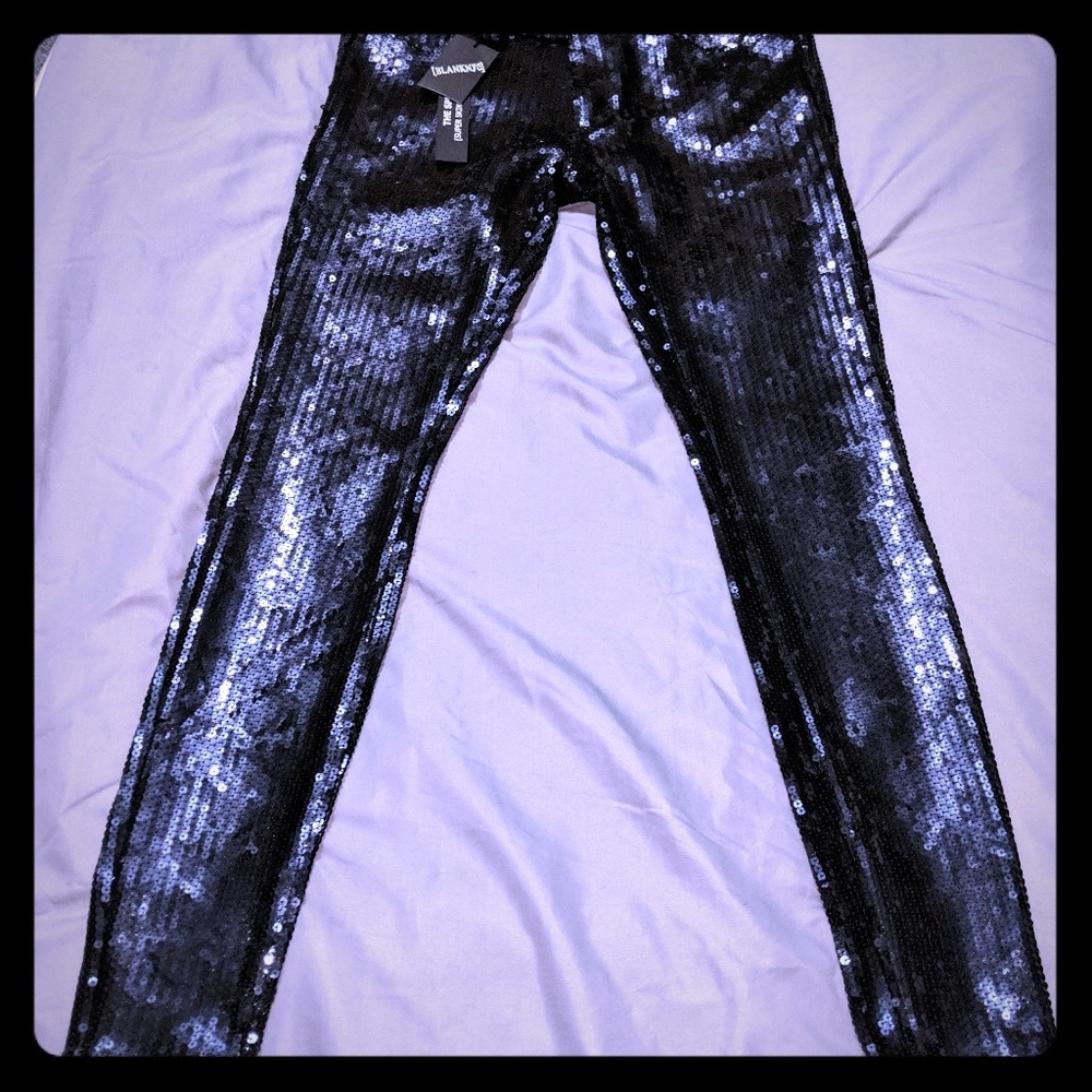 BlankNYC Sequin Black Pants